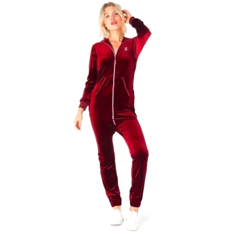 OnePiece Candy Red UnisexĀ Velour Jumpsuit M